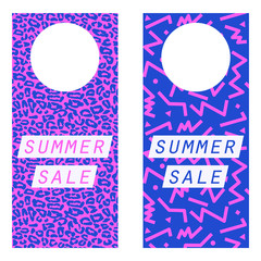 Summer Sale Printable Doorknob Hangers - 80's neon retro style