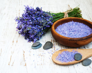 Fototapeta na wymiar Lavender and massage salt