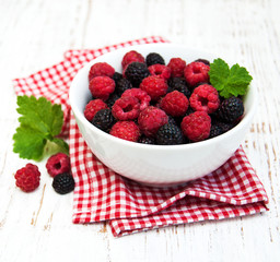 Bowl with Blackberries and raspberries