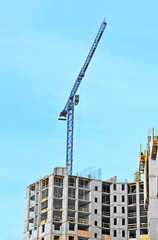 Naklejka premium Crane and construction site