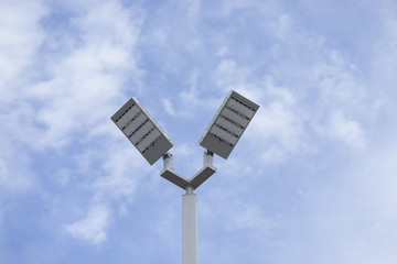 LED Lamp post on blue sky and cloud