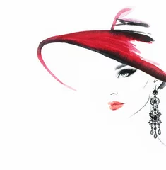Beautiful woman portrait. Abstract fashion watercolor illustration