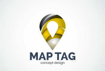Abstract business company map tag or locator logo template, navigation pointer concept