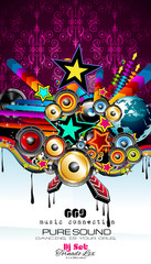 Club Disco Flyer template with Music Elements