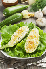 Zucchini stuffed with curd cheese