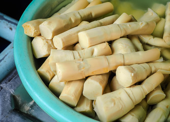 Boiled bamboo shoots, Use in thai food munu