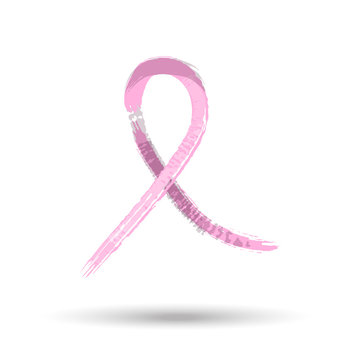 Pink ribbon in hand drawn style for breast cancer
