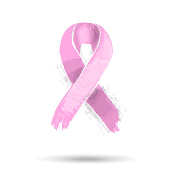 Pink breast cancer ribbon illustration for support