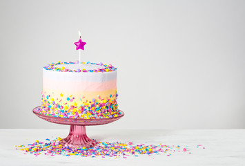 Colorful Birthday Cake with Sprinkles