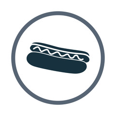 Hot dog simple icon on the background