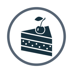 Cake slice simple icon on the background