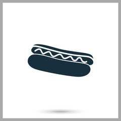 Hot dog simple icon on the background