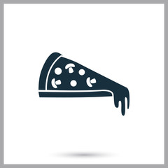 Pizza slice simple icon on the background