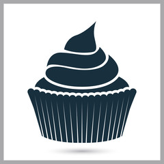 Cupcake with cream simple icon on the background