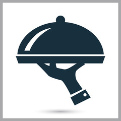 Dish in the tray simple icon on the background