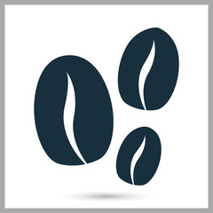 Coffee beans simple icon on the background