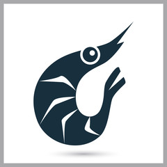 Shrimp simple icon on the background