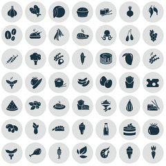 Set of fifty food icons