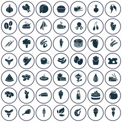 Set of fifty food icons