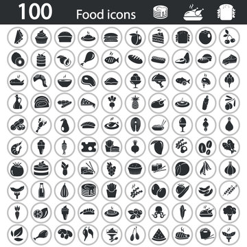 Set of one hundred food icons