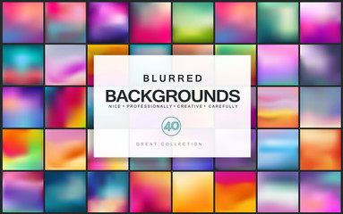 Abstract colorful blurred vector backgrounds. Elements for your website or presentation. Set with many beautiful colors gold, blue, red, yellow, pink, green, violet and many other colors and tones.