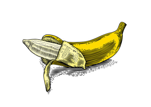 Partially peeled banana