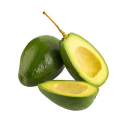 Avocado slices isolated on a white background