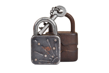 Vintage rusty lock and key