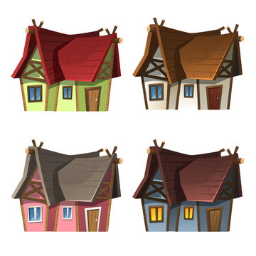 Illustration of Halloween houses set