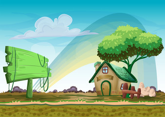 Obraz na płótnie Canvas Cartoon vector landscape with separated layers for game and animation, game design asset