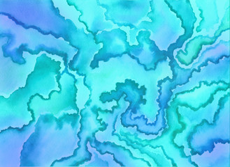 Abstract Watercolor blur Background. Blue and Turquoise Waves an