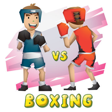 Cartoon vector boxing Olympic sport with separated layers for game and animation, game design asset