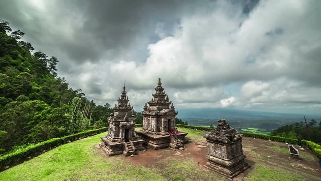 Ancient Hindu temple Gedong Songo in central Java, Indonesia. 4K Timelapse - Java, Indonesia, June 2016.