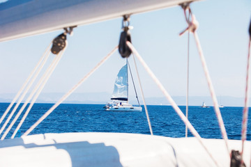 Fototapeta na wymiar Sailing yacht boat on Adriatic sea 