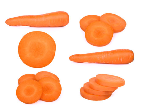 set of carrots isolated on white background
