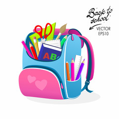 Back to School Pink Bag Vector Illustration