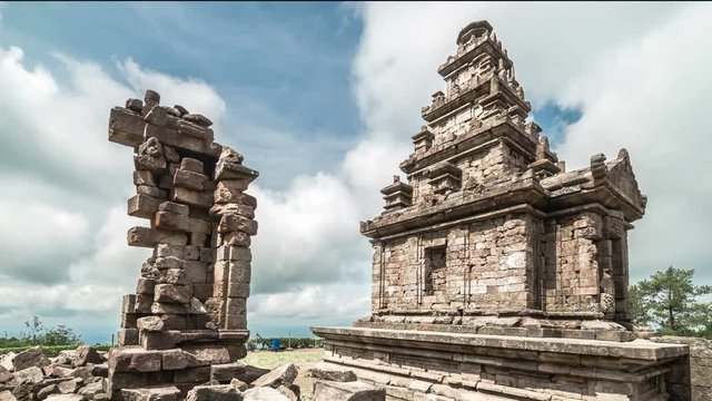 Ancient ruin Hindu temple Gedong Songo in central Java, Indonesia. 4K Timelapse - Java, Indonesia, June 2016.