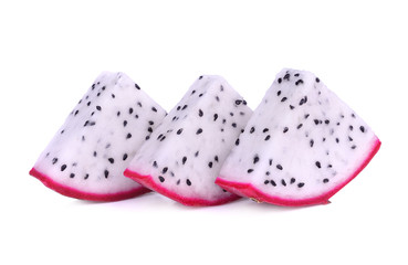 slice dragon fruit on white background