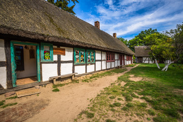 Old fisherman's houses in Kluki village, Poland.