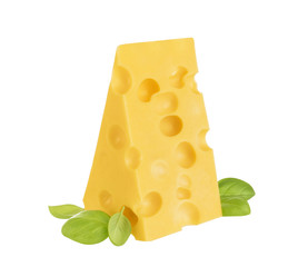 Piece of cheese isolated