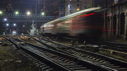 railroad train fast motion

