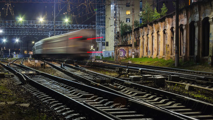 railroad train fast motion
