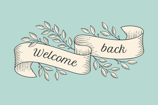 Greeting card with inscription Welcome back