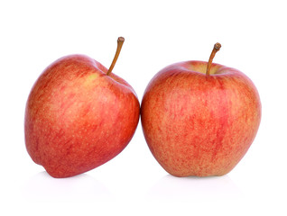 two gala red apples on white background
