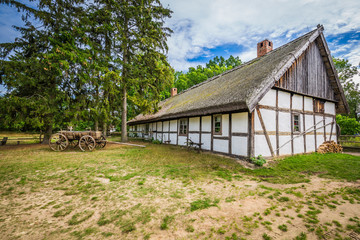 Old fisherman's houses in Kluki village, Poland.