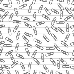 Paperclips pattern. Color Clips on White Background