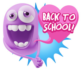 3d Rendering. Romantic Emoticon Character Face Expression with h