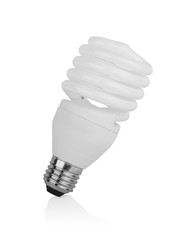 White energy saving lamp on white background.