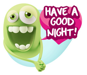 3d Rendering. Romantic Emoticon Character Face Expression with h