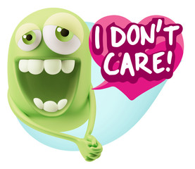 3d Rendering. Romantic Emoticon Character Face Expression with h